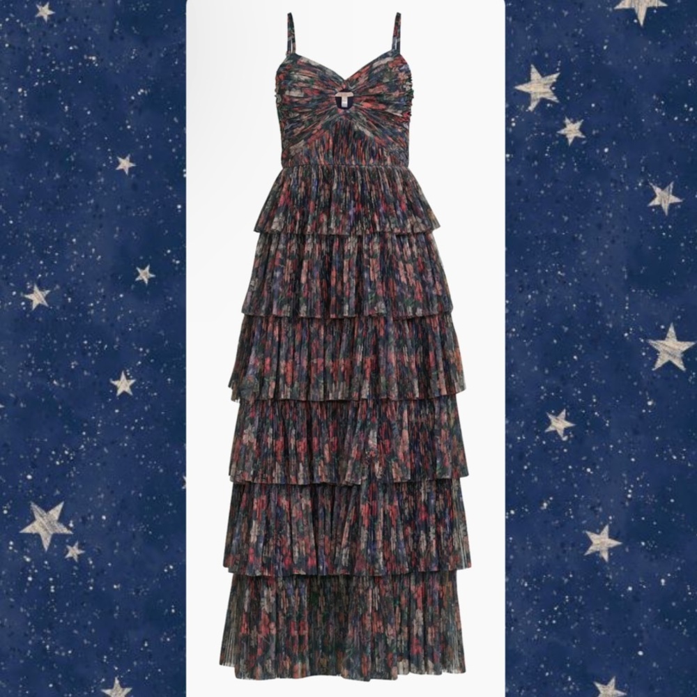 Hutch Multicolor Tiered ruffled cut out Maxi Dress NWT Sz 6/medium